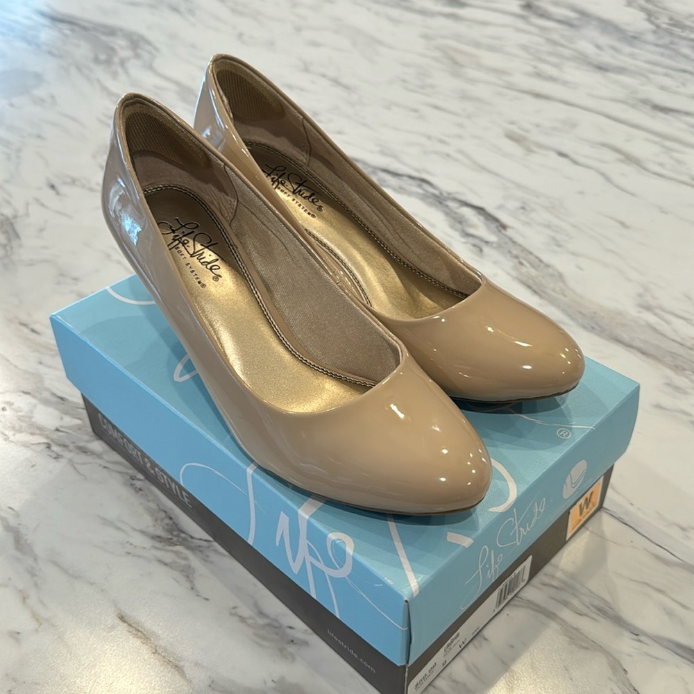 Nude Patent Pump Heel Shoe Size 9W